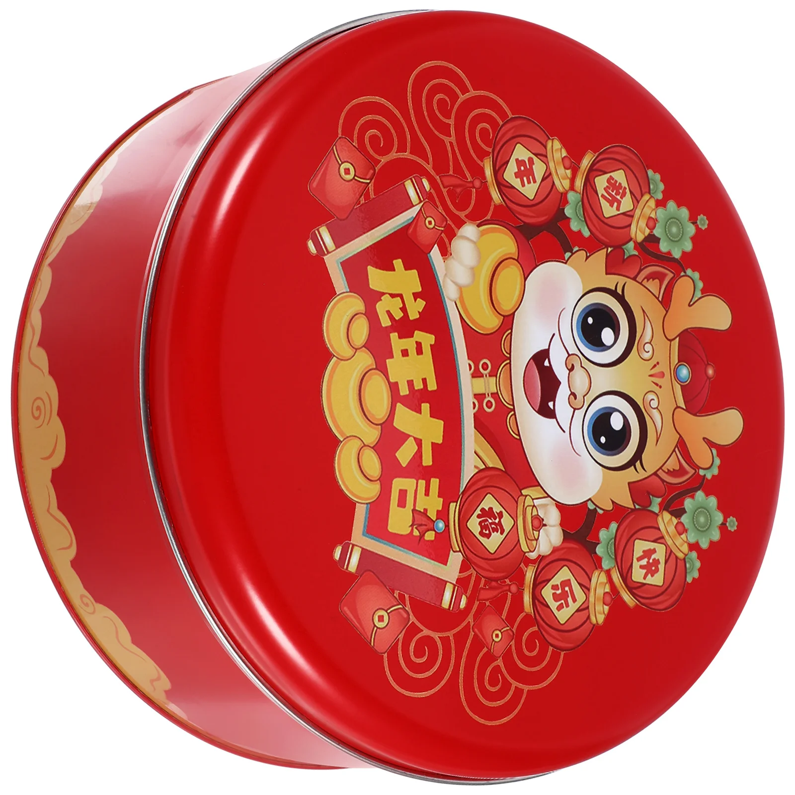 

New Year Tinplate Cookie Tin Candy Biscuits Treat Box Small Gift Case New Year Party Baking Packaging Snack Candy Gift Box