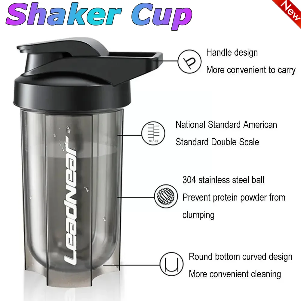 500ml 휴대용 밀크쉐이크 단백질 파우더 믹싱컵 피트니스 음료병 (헬스장용 쉐이크병, 새지 않는 스포츠 물병)