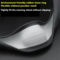 Nappa Leather Car Steering Wheel Cover For Tesla Model 3 Y S X 2019 - 2025 4 Seasons 36-38 CM Black Auto Interior Accessories 4
