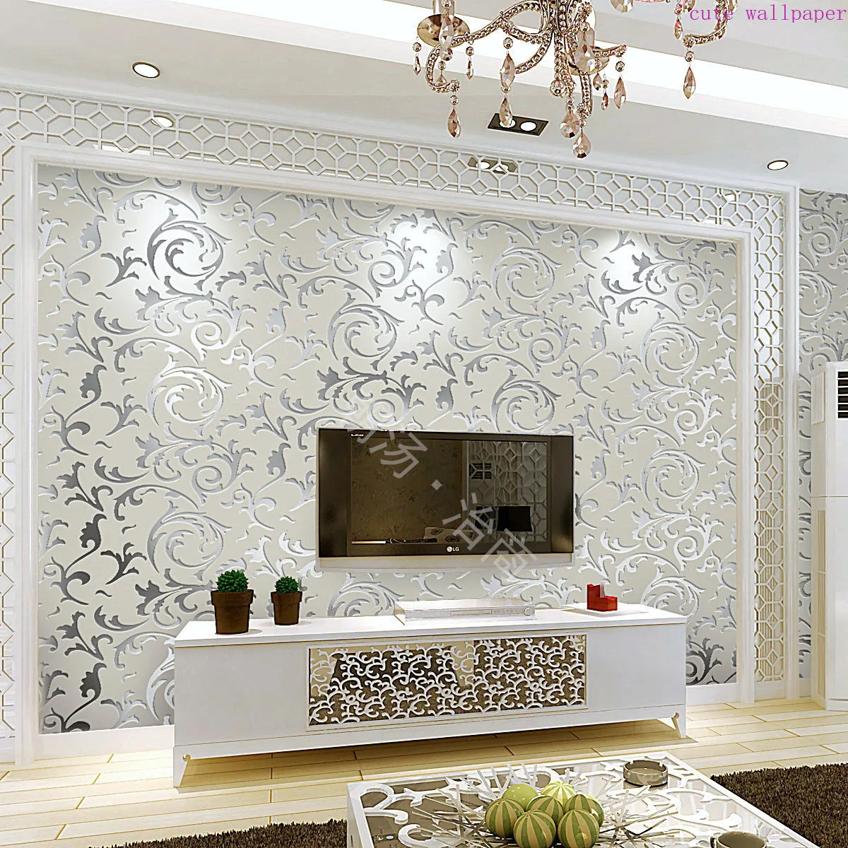 

Simple 3D Stereo TV Background Wallpaper Living Room Bedroom European Crochet Flowers Acanthus Leaf Wallpaper room decoration