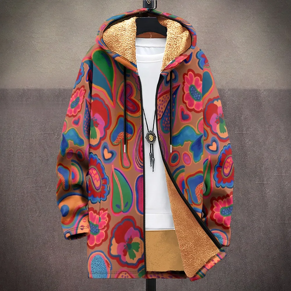 Men Cardigans Coats Woods Loong Art Skull Graphics Printed Plush Thick Winter Jackets Fashionable Streetwear Unisex Clothing 4
