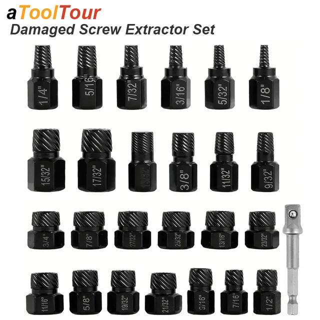 5 Piece Extractor Set Reverse Thread 5-Piece Bolt & Screw Extractor Kit ...