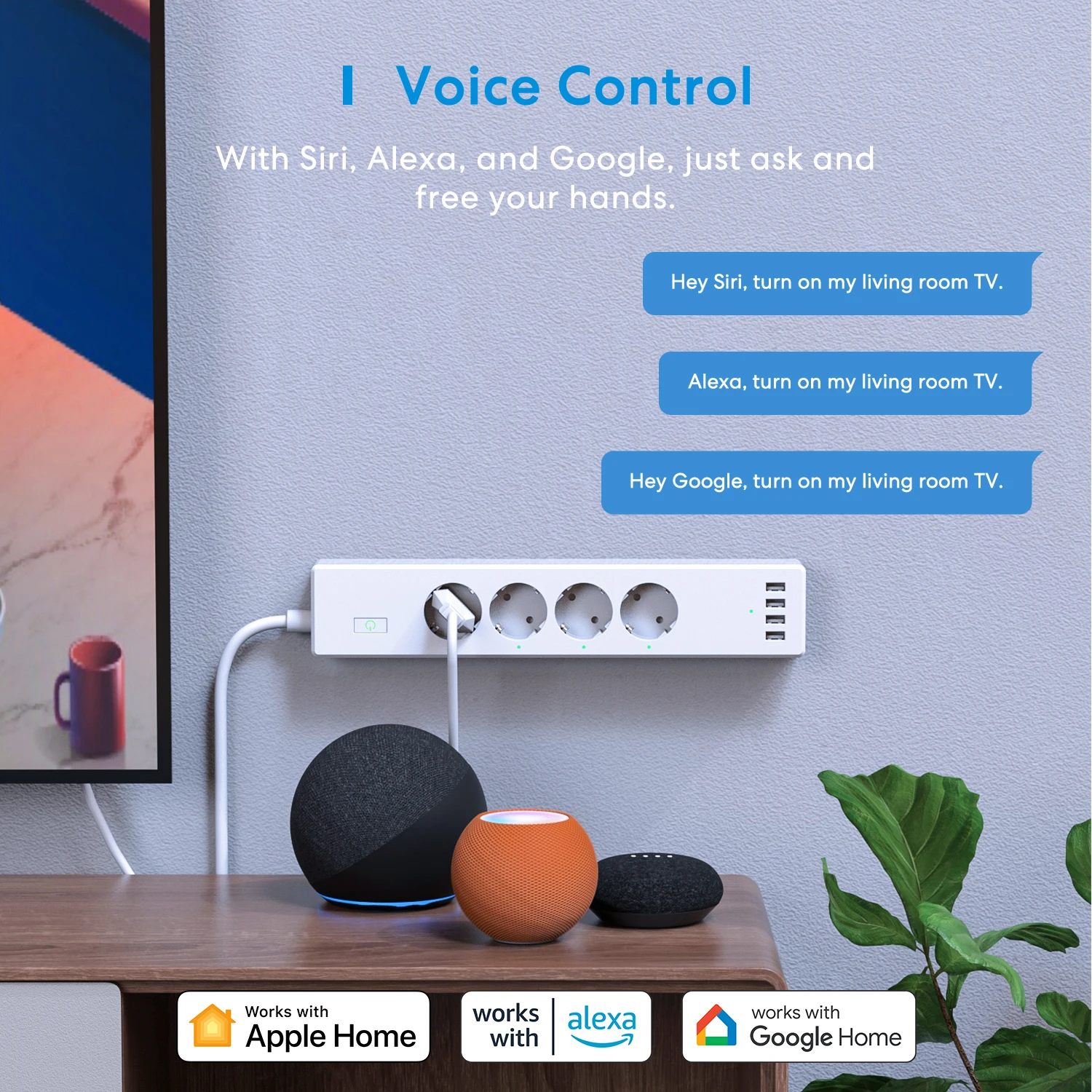 Meross Smart Power Strip WiFi Surge Protector EU/FR/UK/US/JP Plug Socket Extension Support HomeKit Siri Alexa Google Assistant for smart switch,smart socket