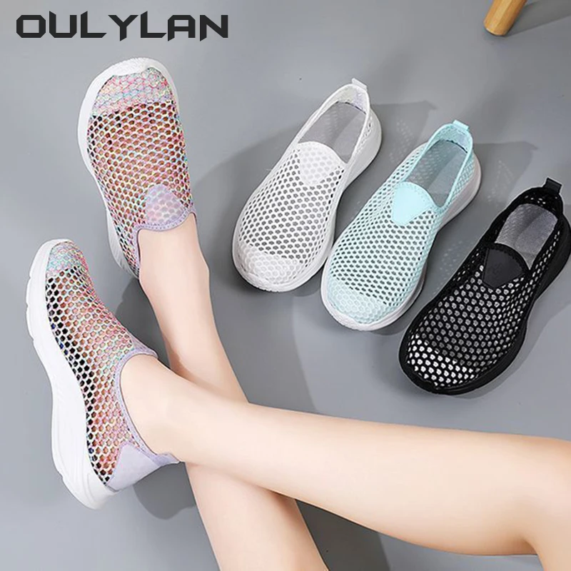 Lightweight Shoe Women Shoes Summer Breathable Thin Mesh Casual Shoes Soft Soled Sneakers Beach Creek Tracing