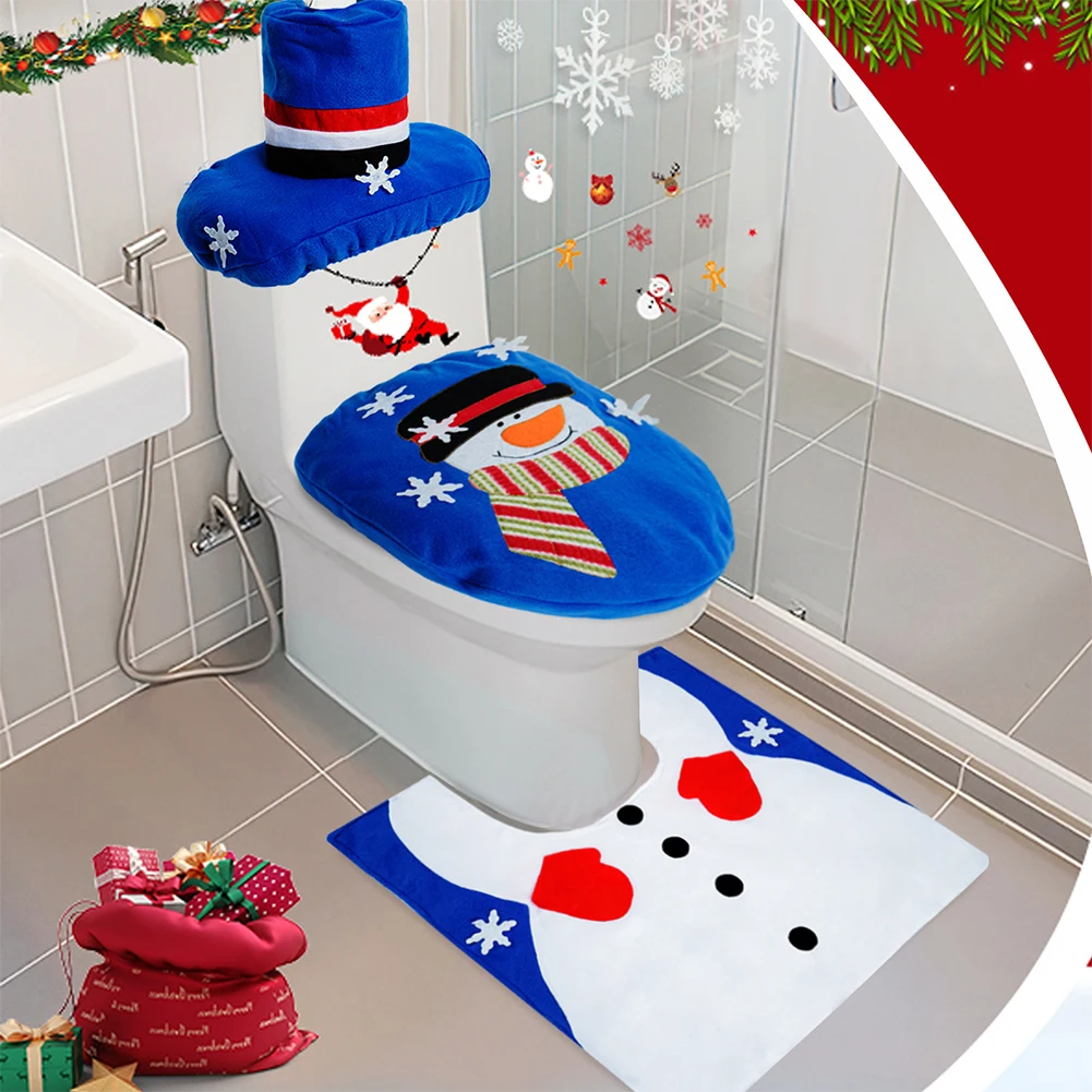CuteChristmasToiletSeatCoversCreativeSantaClausBathroomMat