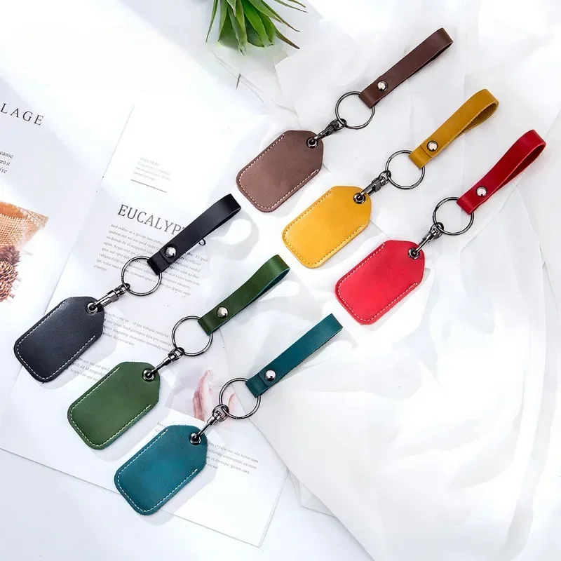 Leather Cover Card Holder ID Card Case Keychain Unisex Car Keychain Holder Key Case Cover Key Case