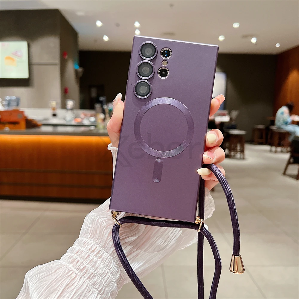 Shockproof Silicone Crossbody Lanyard Case with Matte Finish and MagSafe Compatibility