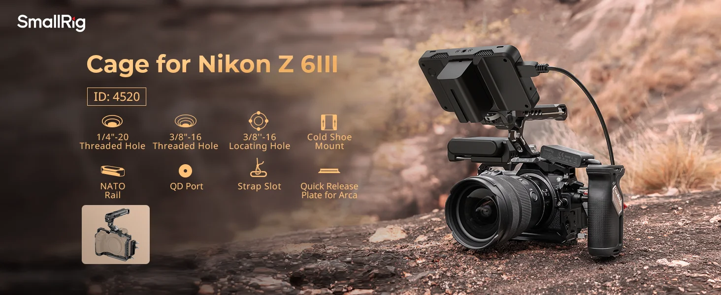 Z6 III Camera Cage Kit for Nikon Z6 III, with Top Handle and Cable Clamp, Full C