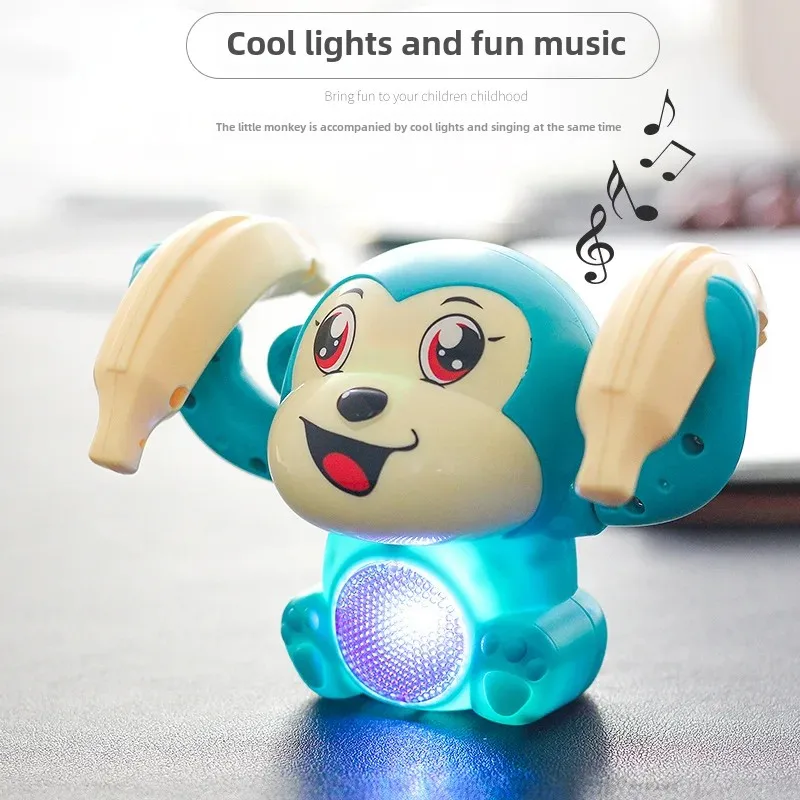Electric Glowing Rolling Monkey Toy for Kids Practice Head up Crawling Baby Rolling Monkey Plush Toys from China Mainland