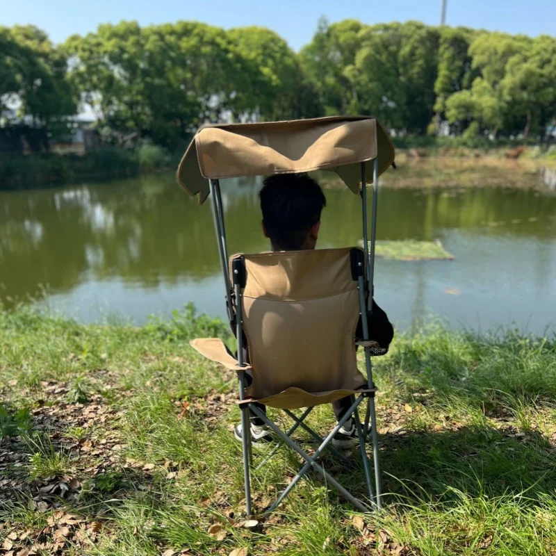 Description Picture 3 of itemOutdoor Camping Folding Sunshade Chair With Canopy Ultra-light Beach Chair Portable Fishing Chair Picnic And Leisure Chair
