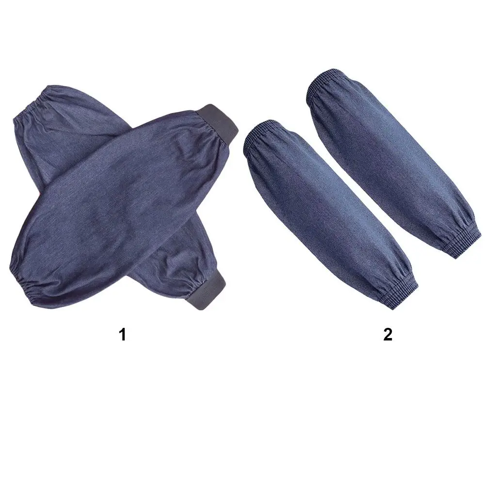 Thickened Arm Protective Sleeves Antifouling Wear Resistant Denim Lengthen Cuff Heat Protection Dark Blue Welding Work Sleevelet