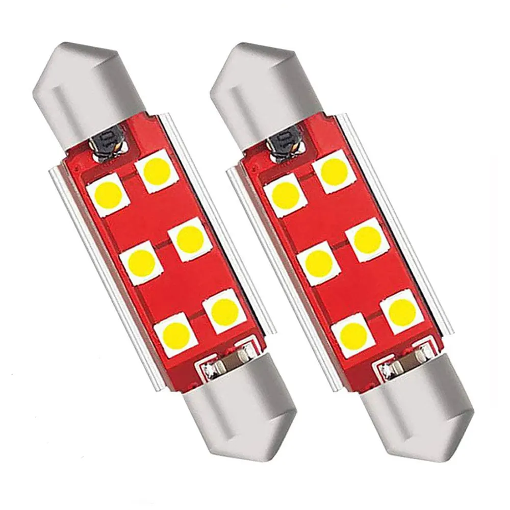 Car Interior Light Bulbs 41mm 12V SMD-1W 6LED Auto RV Interior Dome Lamp Reading Bulbs Universal 2pcs