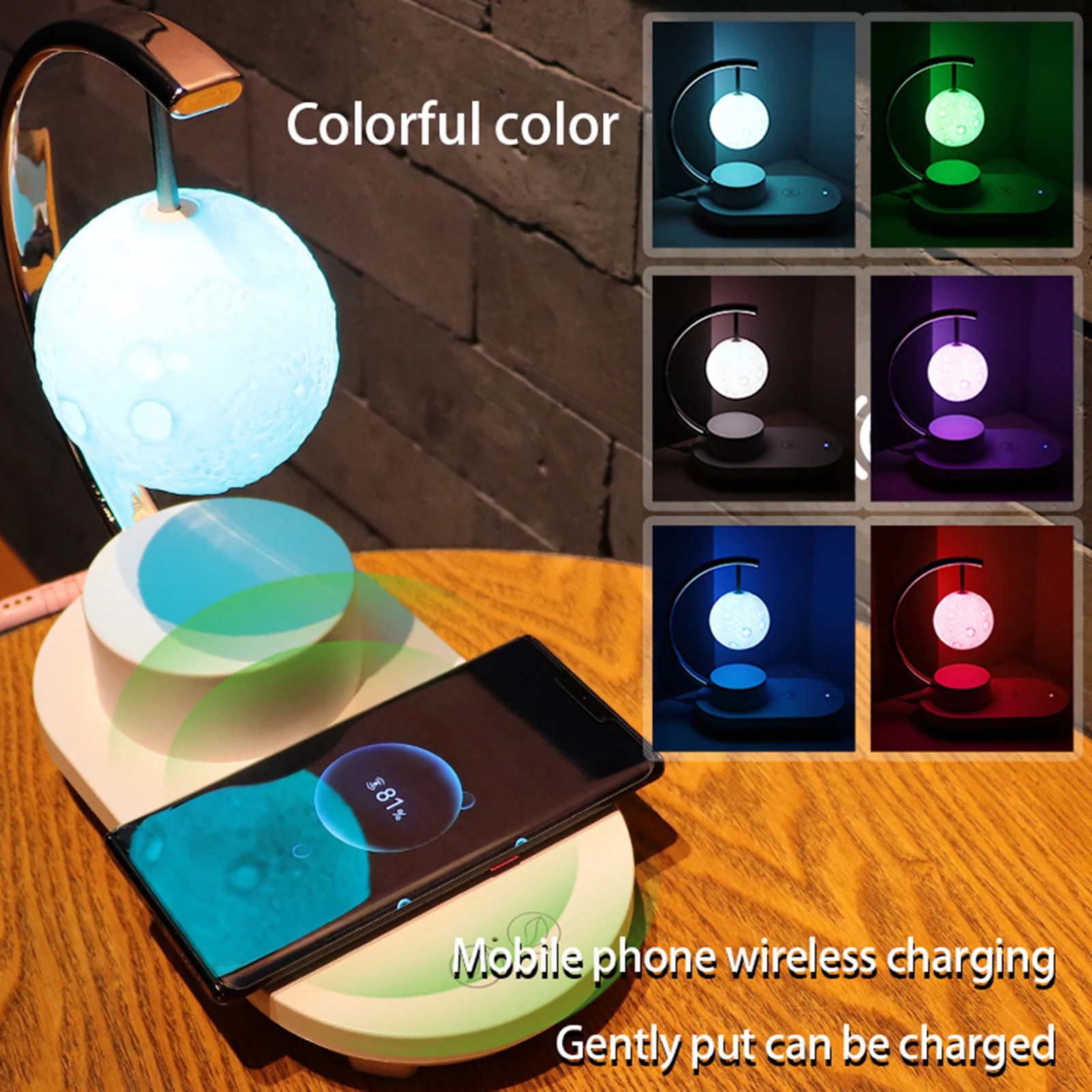

Multifunctional 3 In 1 LED Colorful Ambient Night Light Creative Bluetooth Speaker Cell Phone Wireless Charging For Bedroom
