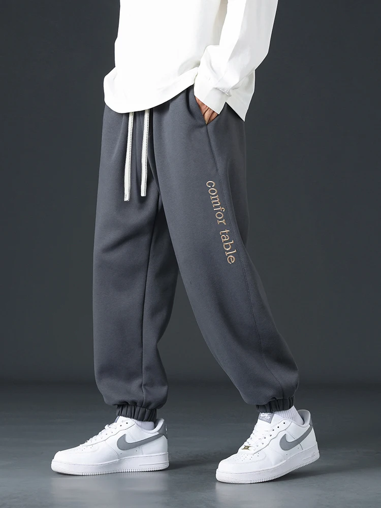 Big Size Men Sweatpants Spring Autumn Casual Baggy Jogger Pants String Banding Solid Color Sportswear Cotton Loose Trousers 8XL sport jogging trousers fleece sweatpants wide leg pants fashion pants