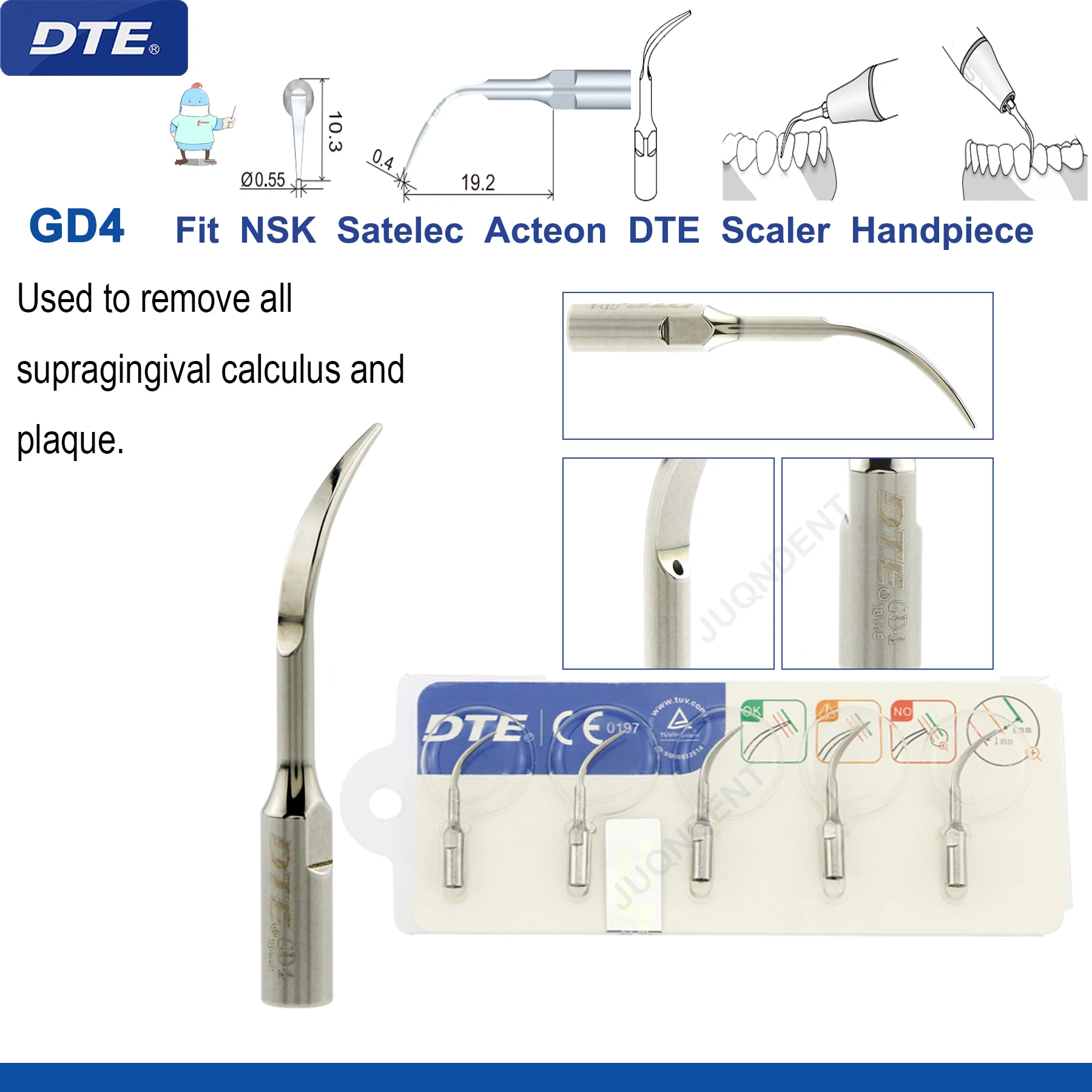 5 Pezzi Woodpecker DTE Inserti Piezo /punte Per Ablatore GD30 Per Preparazione Della Cavità (compatibile Con Nsk Satelec Acteon - Foto 7