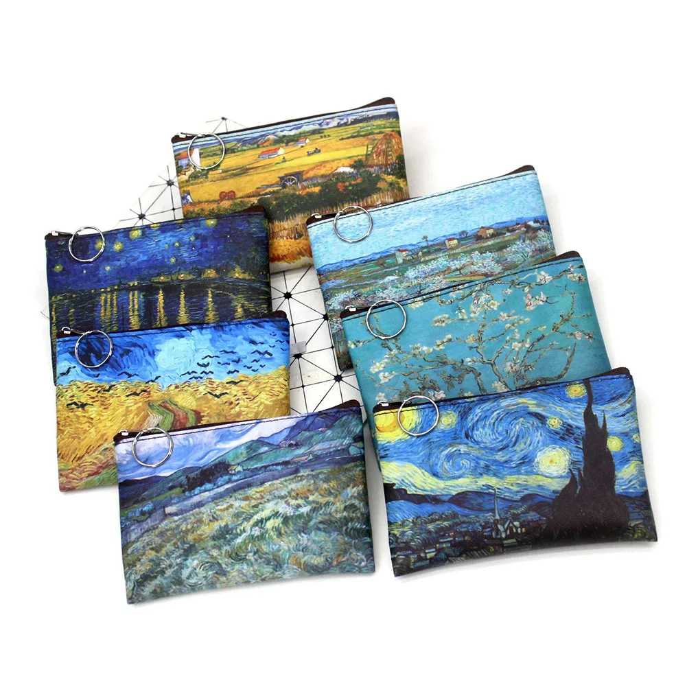 Coin Purse Classic Print Creative Coin Purse Famous Oil Painting Change Purse Lady Holding Small Square Wallet Vintage Student Mini Wallet