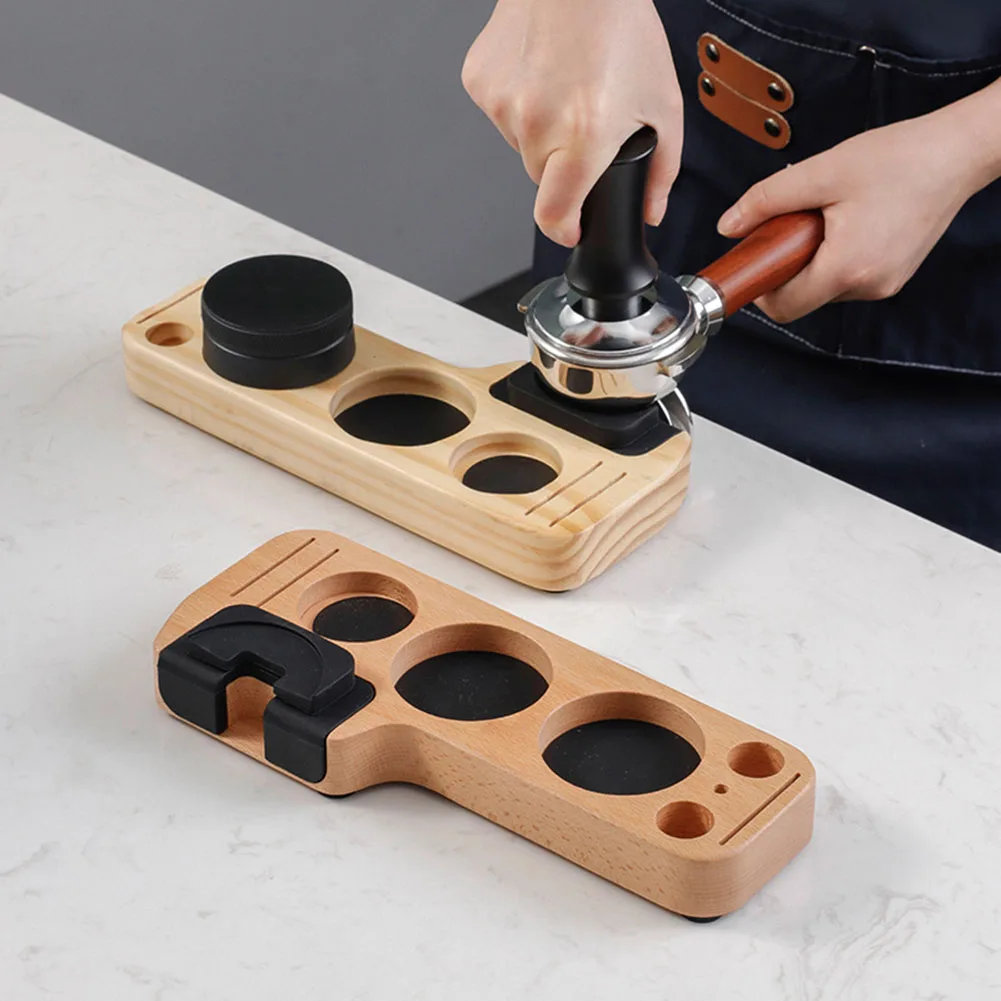 

51/53/58mm Wooden Coffee Tamper Stand Presser Holder For Espresso Puck Screen Tamping Station Distribution Lever Tool Tamper Mat