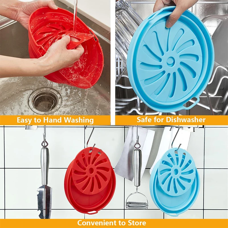 LMETJMA Silicone Air Fryer Liners for 3 to 7 QT Collapsible Silicone Liners for Air Fryer Basket Reusable Pot Baking Tray JT80