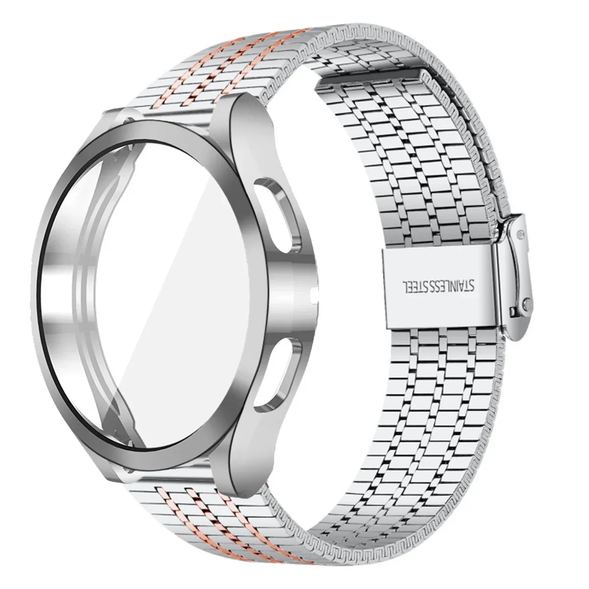 Premium Stainless Steel Strap with TPU Bumper Protector Case