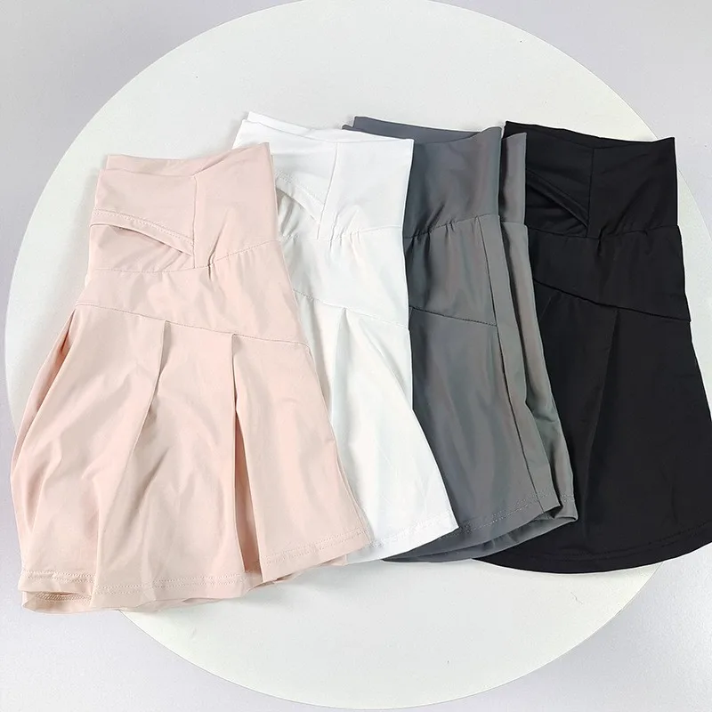 Jupe-short de sport taille haute avec protection UV pour femme