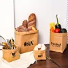 6 pieces Washed kraft paper bags desktop organizer student dormitory refrigerator kitchen storage bag 2