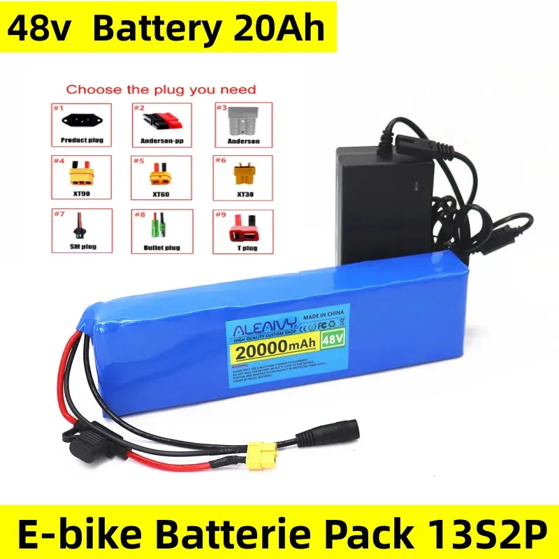 e-bike-48v-battery-20ah-18650-lithium-ion-batterie-pack-13s2p-bike-conversion-kit-bafang-1000w-and-546v-2a-charger-xt60-plug