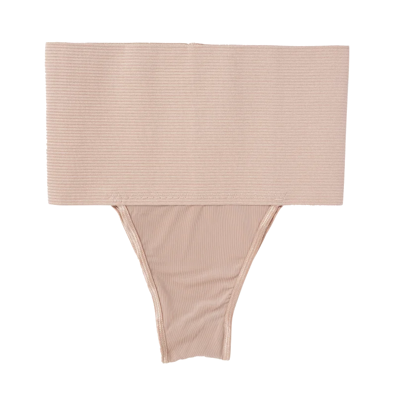 Womens High Waist Control Shaper Thongs Breathable Comfort Elastic Intimates Shapewear Panties Thongs High Waist Flat Belly