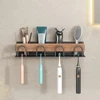 No-Punch Wood Bathroom Toothbrush Holder Tooth Cup Holder Bathroom Mouthwash Cup Holder Toothpaste Toothbrush shelf organizer 1