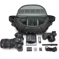 Unisex DSLR Camera bag for Canon/Fujifilm, Water-Resistant Oxford Protective Bag Carries 1 Camera 2 Lenses with Strap 3