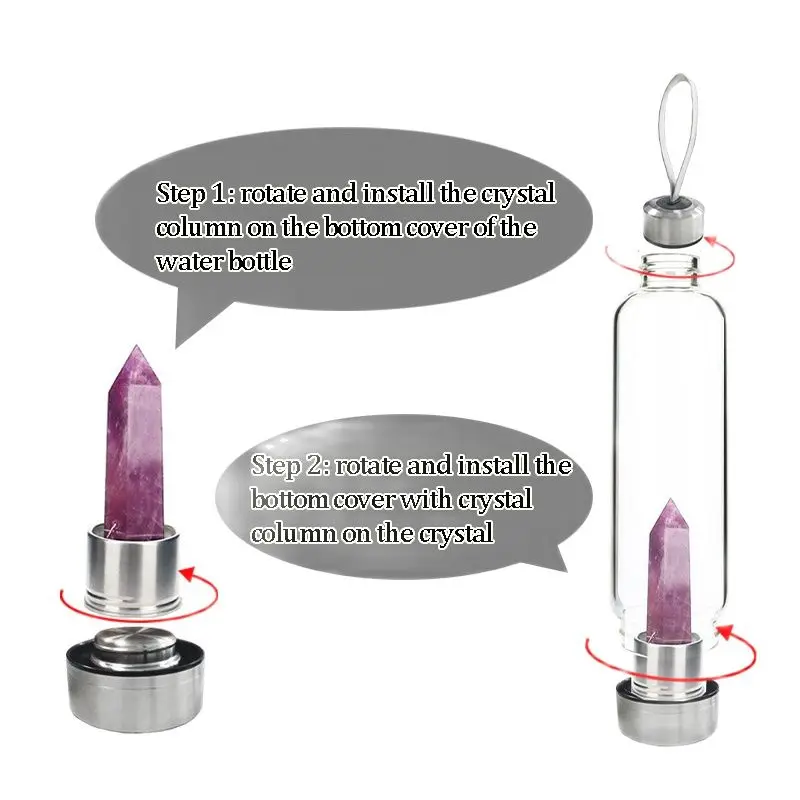 1pc Natural Crystal Column with Base for Water Bottle Replacement Crystal Rose Quartz Energy Amethyst Tower Decoration