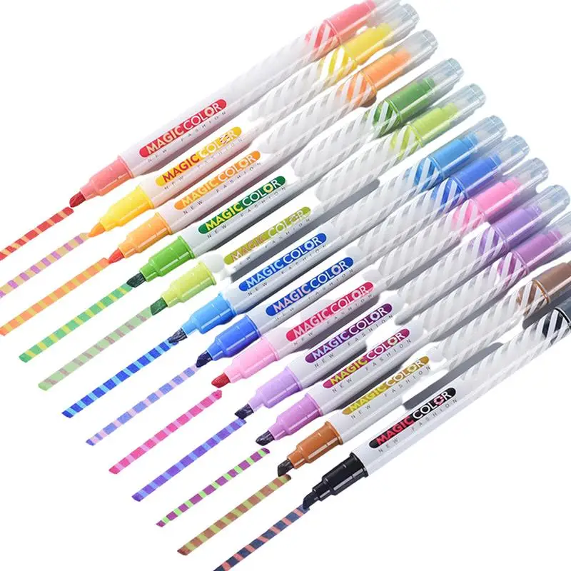 

Dual Tip Art Markers Double Tips Assorted 12 Colors Marker Pens Assorted Colors Changing Pen Set For Kids Diary Cartoon DIY Note