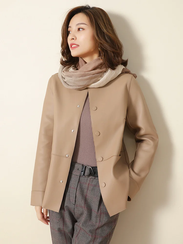 

2023Hot Sale Real Leather Jackets Women Spring AutumnGenuine Sheepskin Leather Coat Female Simple Women's Clothing Cuero G