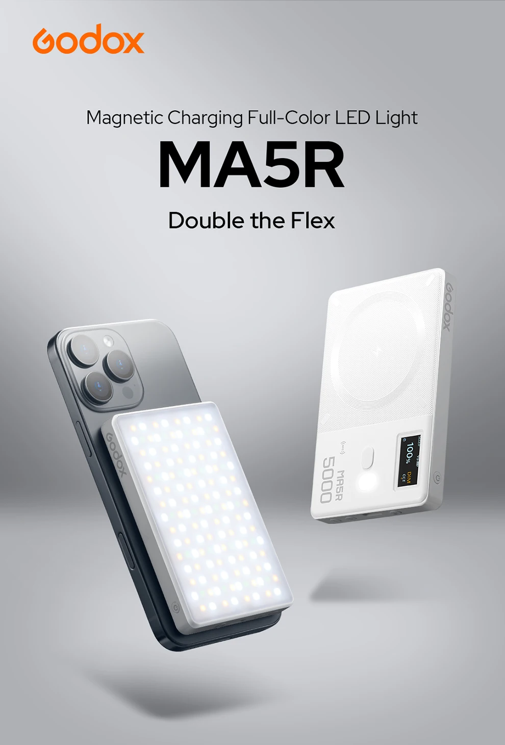 MA5R Magnetic Charging Full-Color LED Light 1800K to 10000K RGB Ultra-slim Desig