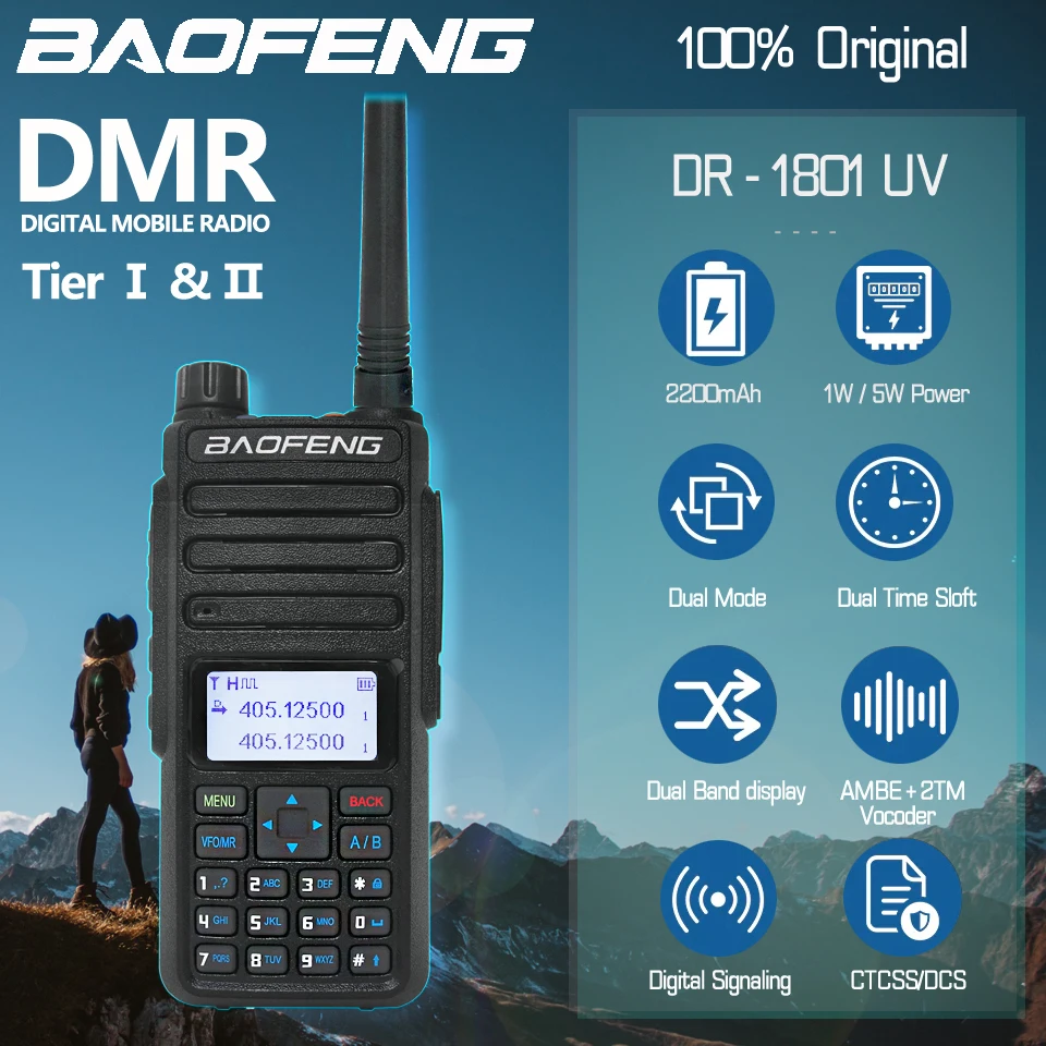 dr 1801uv DMR アマチュア無線　無線機　新品未使用品 Baofeng-walkie-talkieデジタルデュアルバンドDR-1801UV,長距離