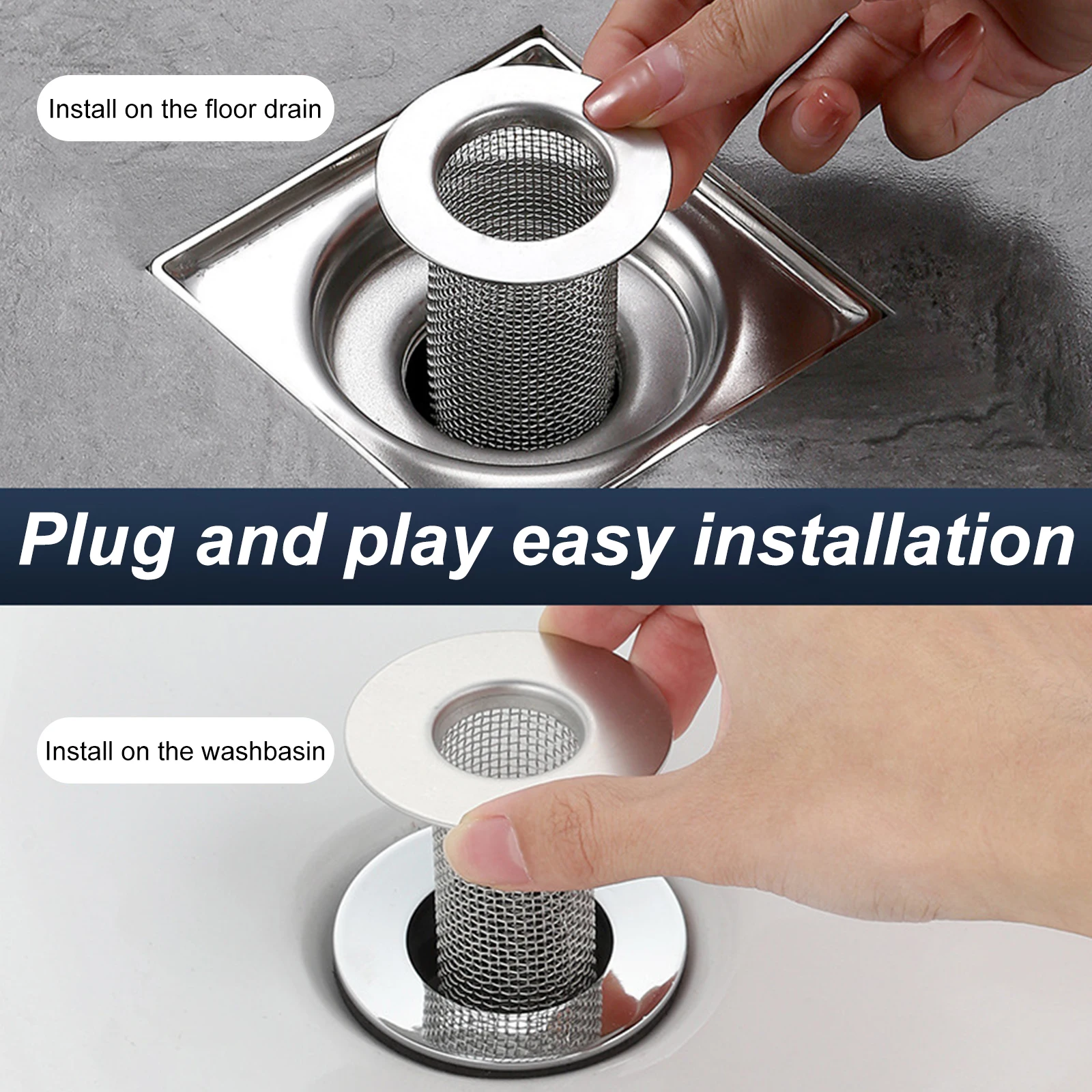 Multifunctional Steel Floor Drain Filter Mesh Basket Filter Hair Trap Bathroom Kitchen Sink Anti-clog Slag Strainer