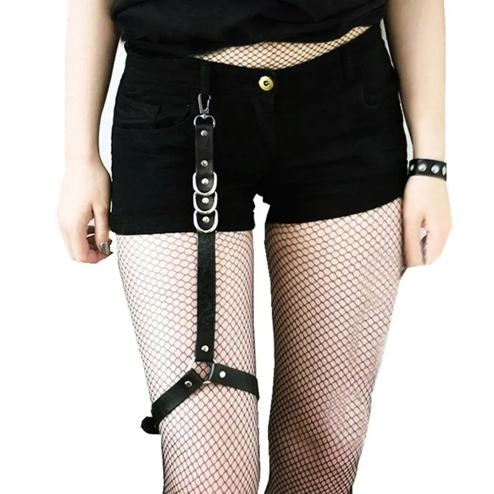 

Single Goth Adjustable Thigh Straps Wedding Handmade Pole Dance Leg Garter Stocking Bondage Leather Harness Women Sexy