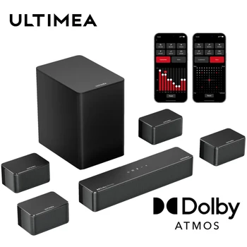 ULTIMEA 7.1 Soundbar with Dolby Atmos and APP Control, Home Theater Bluetooth Speaker with Wrieless Subwoofer&4 Surround Speaker 1