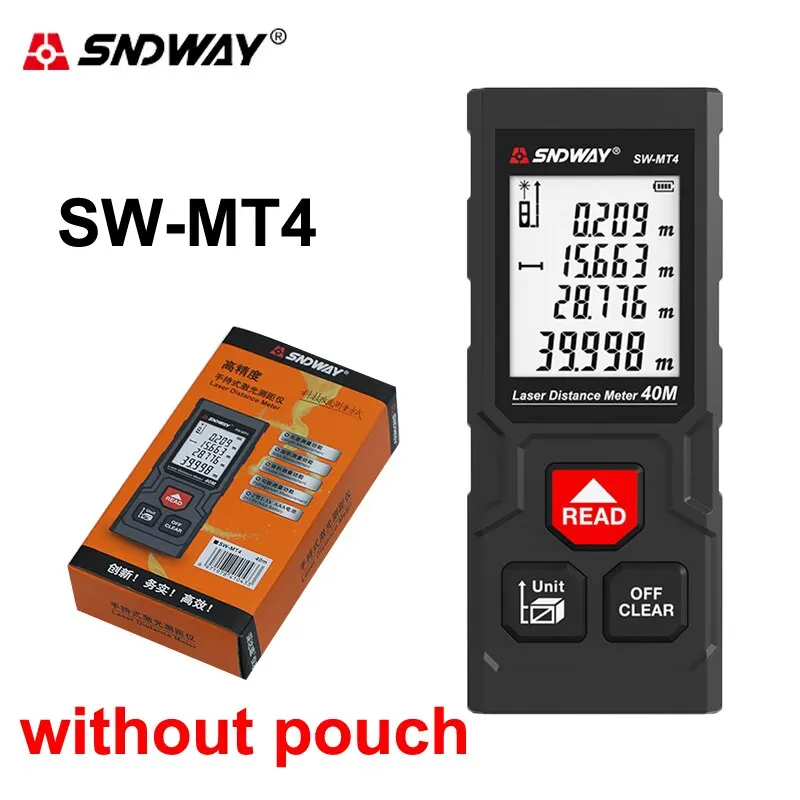 Laser Rangefinder SNDWAY Digital Tape Measure 40M/50M/120M Precision With Distance/Area/Volume/Self-calibration