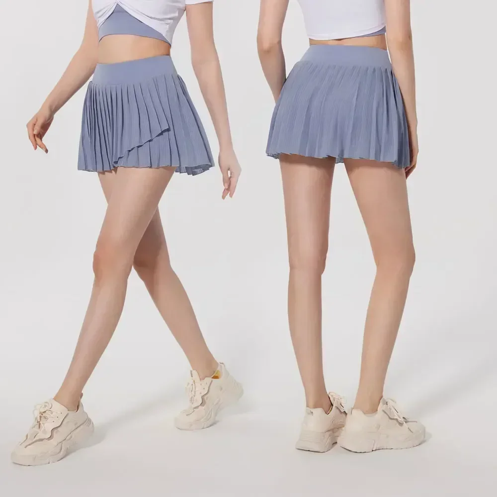 Sports Skirt Summer Pleated Fitness Yoga Skirt with Shorts High Waist Slim Anti-exposure Tennis Golf Outfits Running Sports Skirt Women