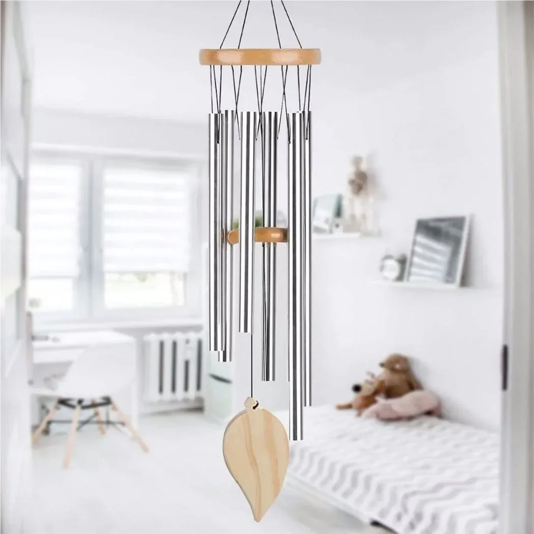 Silver 6 Tube Wind Chime Chapel Bells Wind Chimes Door Wall Hanging Ornament Home Garden Outdoor Decor Wind Chimes USEFUL 2