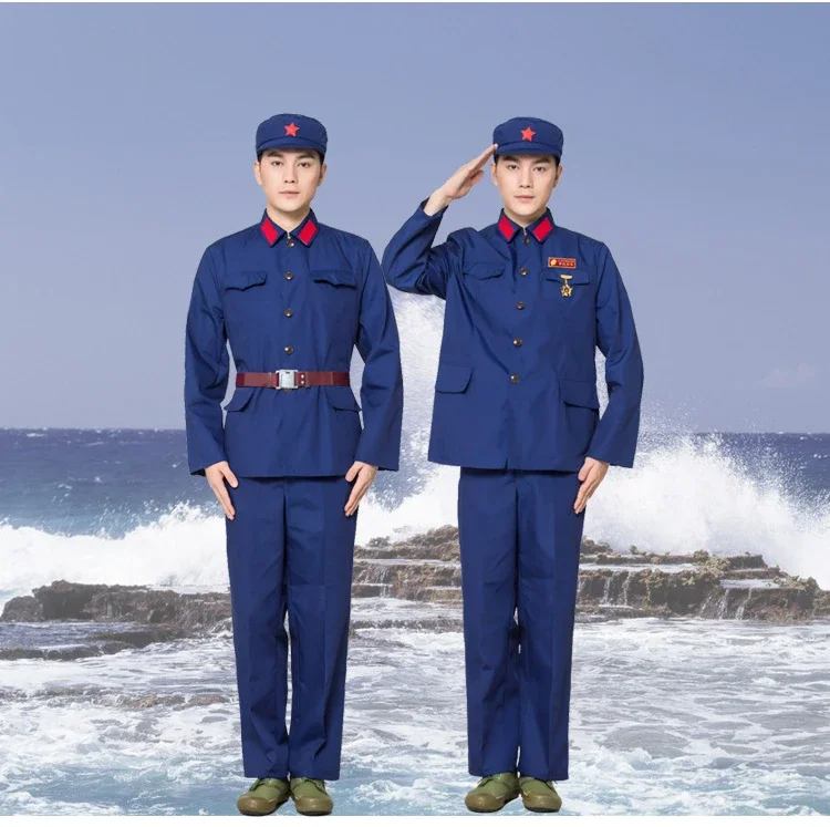 

China Vietnam War vestment Old style 1965 blue Sea Chinese navy uniform Dacron military suits special labour protection overalls