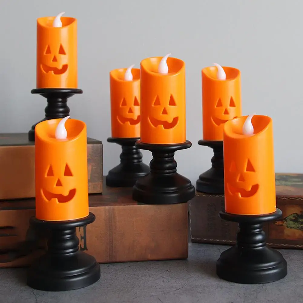 

Halloween Pumpkin Shape Led Light Button Battery Powered Flameless Candles LED Night Light For Halloween Party