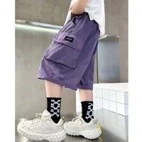 Shorts d'été pour garçons de 3 à 14 ans, nouvelle mode, en coton, avec grandes poches, demi-pantalons pour enfants, pantalons de sport d'extérieur 4