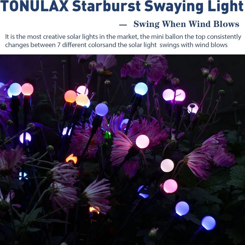 รูปสินค้า โคมไฟหิ่งห้อยพลังงานแสงอาทิตย์ สีสันสดใส ตกแต่งสวนสไตล์โมเดิร์น