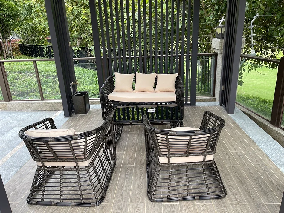 Description Picture 3 of itemNordic Outdoor Garden Furniture Sets Modern Home Patio Rattan Sofa Combination Waterproof Leisure Furniture Balcony Sofa Chair L