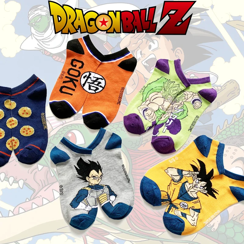  Dragon Ball Z Boat Sock Anime Tube Socks Goku Vegeta Fashion Cartoon Sock for Male Female Outfit Accessories Birthday Party Gift 
