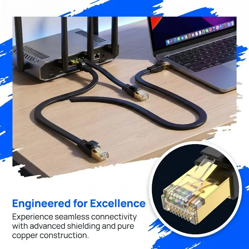 High-Speed CAT 8 Flat Ethernet Cable for Fast and Reliable Internet Connectivity