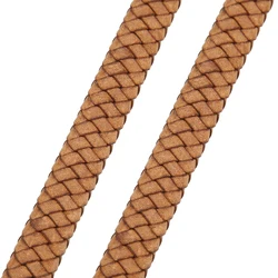 Vintage Black and Brown Genuine Braided Leather Cords - 8mm - 0.5meter (Vintage Khaki)