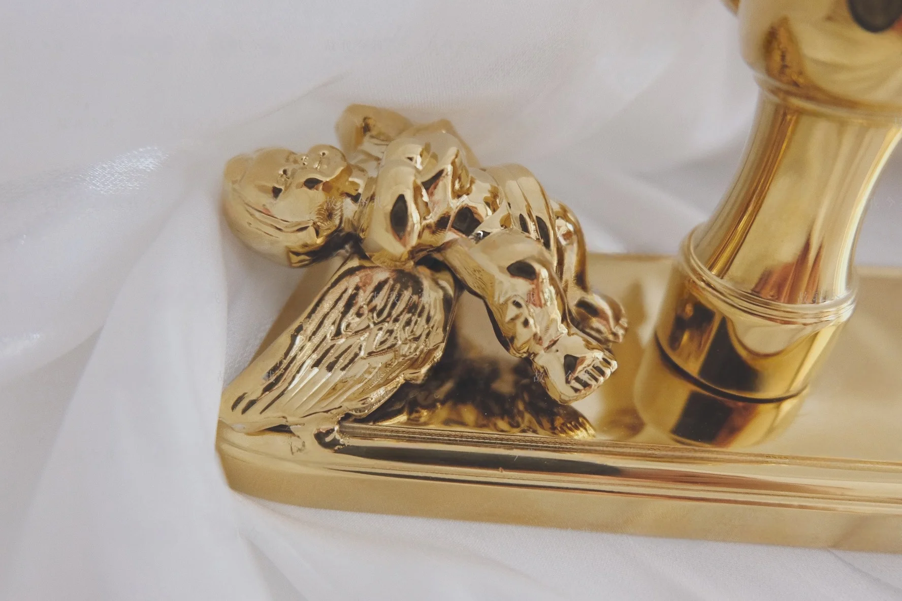 Little Angel Door Lock Brass Gold Plated Exterior Retro Style Entrance Full Copper Silent Bedroom 8