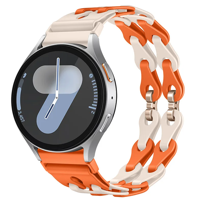 Silicone Chain Strap - 20mm/22mm Versatile Smartwatch Bracelet